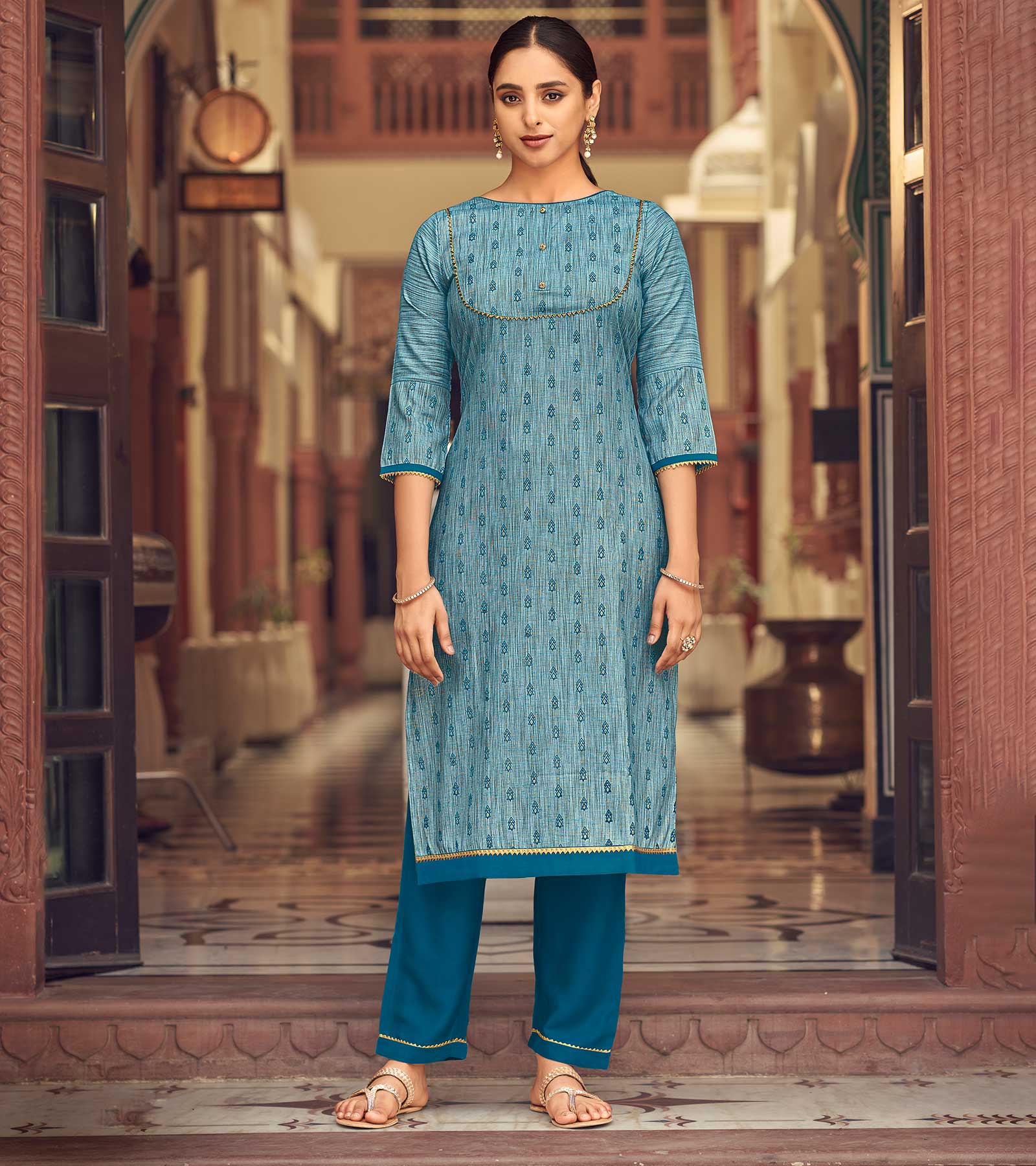 Sky Blue Color 100% Pure Cotton Soft Comfortable Fancy Ladies Kurti  Decoration Material: Beads at Best Price in Bhachau | Laxmi Lady Fashion